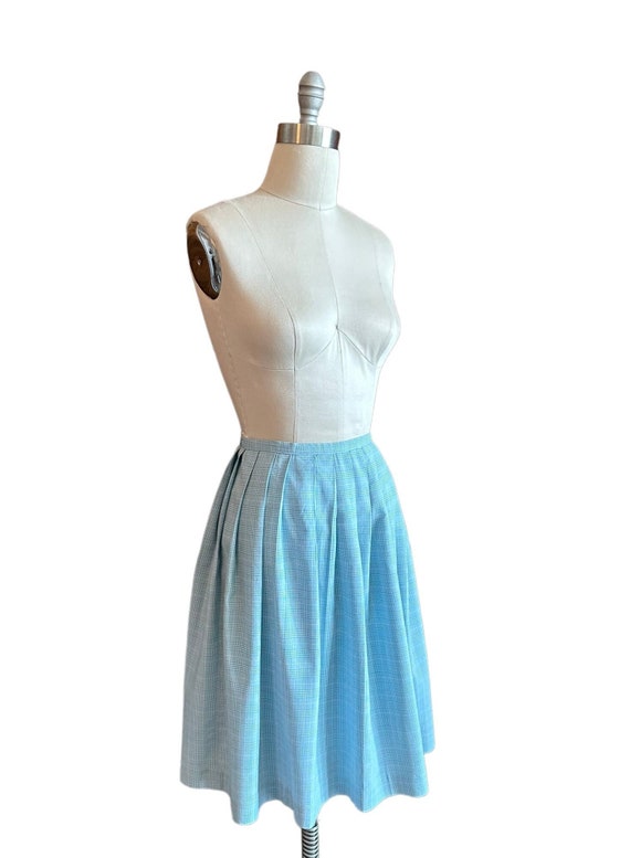 Vintage 1950’s Cotton Spring Skirt, Blue plaid