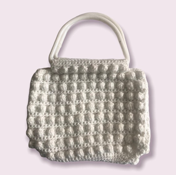 Vintage 1970’s  White Crochet Purse Spring Summer… - image 9