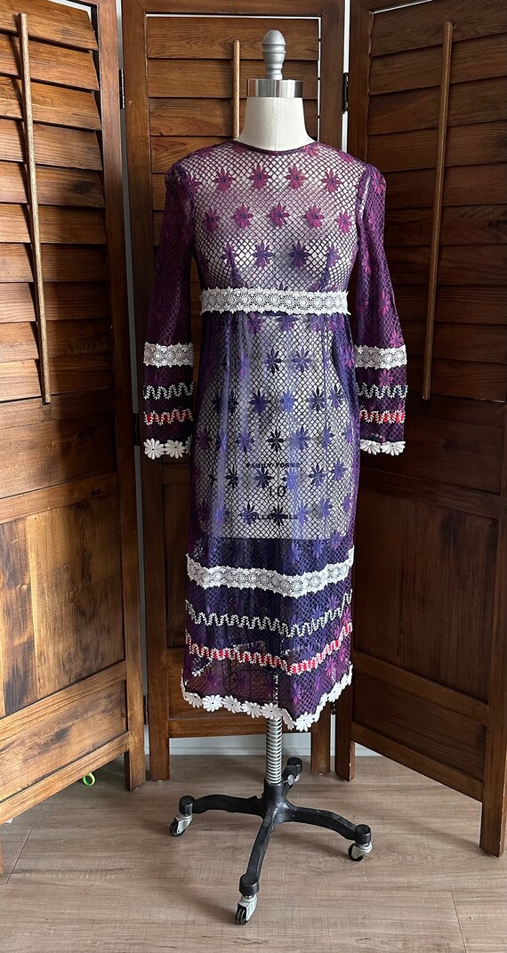 Vintage 1960’s era Purple Lace Dress,  Eloise Cur… - image 1