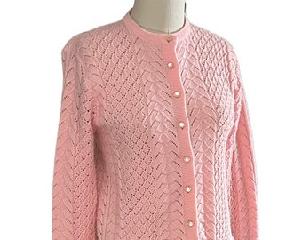 Vintage 1960's Bright Pink Cardigan Spring Sweater