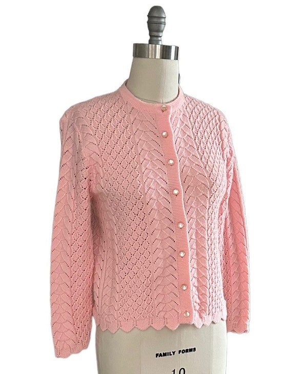 Vintage 1960's Bright Pink Cardigan Spring Sweater