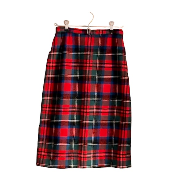 Vintage Red Plaid Wool skirt, Pendleton, tartan