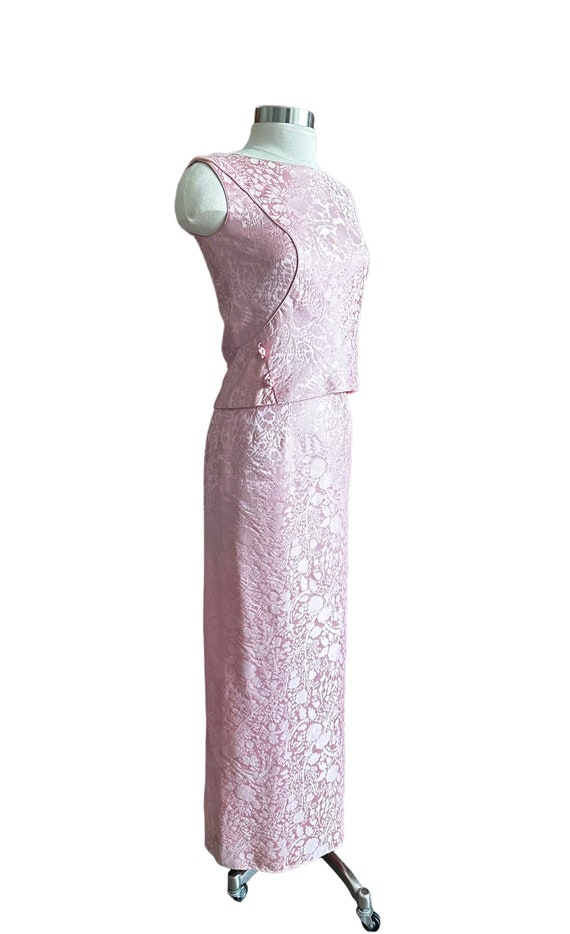 Vintage  1950’s Pink Brocade Gown, long dress, Roy