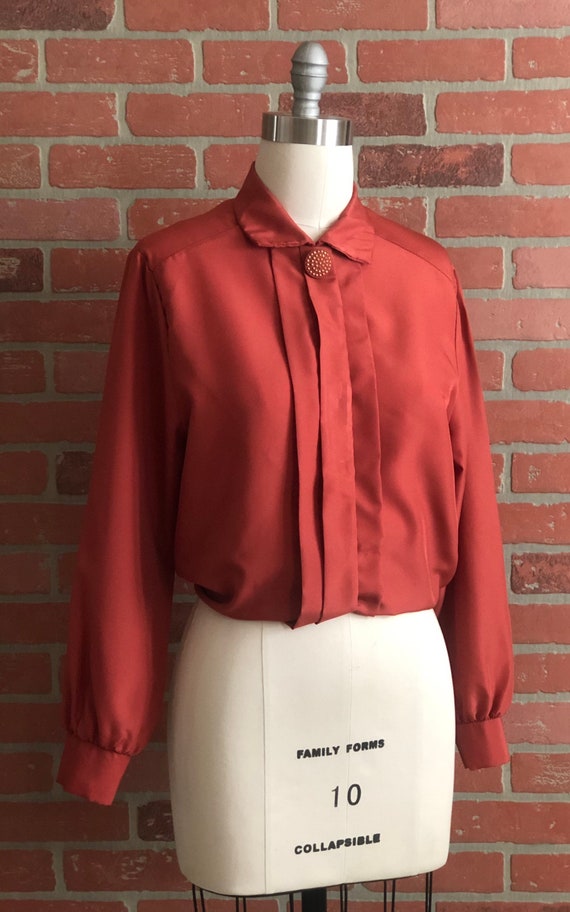 Orange Blouse ~ Vintage 80’s Blouse - Burnt Orange
