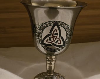 Triquetra ~ Chalice  ~  Goblet ~  Stainless Steel 4.75"