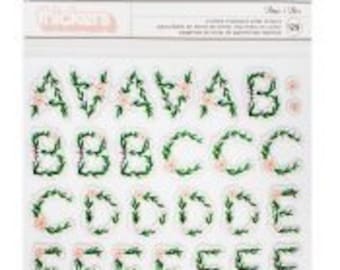 Thickers FLEUR Flower Alphabet Stickers by American Crafts - 129 Pieces