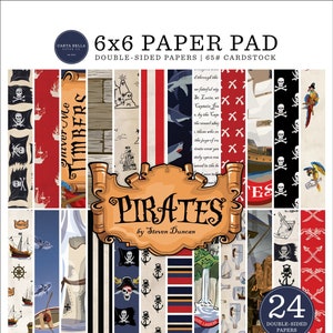 Carta Bella Pirates Collection 6 x 6 Paper Pad 24 Double Sided Adorable Papers Echo Park