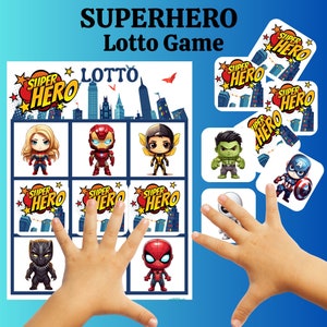 Superhero Lotto (Bingo)  for Toddlers and Preschool, busy activities, fun and games, education, learning Digital printable