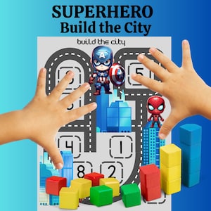 Superhero Build a City for Toddlers and Preschool, busy activities, fun and games, education, learning Digital printable