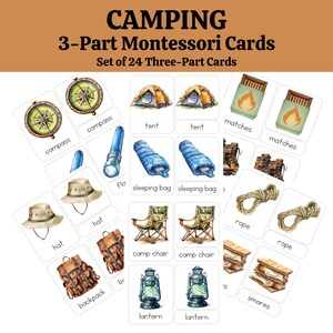 3 part Cards - Camping Flash Cards, Sea, Montessori Flashcards, Preschool, Toddler, Child - Life Long Learning Homeschool