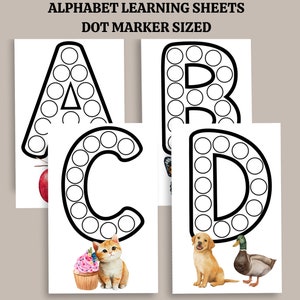Alphabet Dot Marker Learning Sheets - four for each letter - forming letter fun, Preschool, Toddler, Child Homeschool