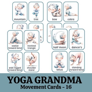 Movement Cards  Yoga Grandmas for Toddlers and Preschool and adults, busy activities, fun and games, fitness - Digital, Instant Download