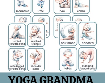 Movement Cards  Yoga Grandmas for Toddlers and Preschool and adults, busy activities, fun and games, fitness - Digital, Instant Download