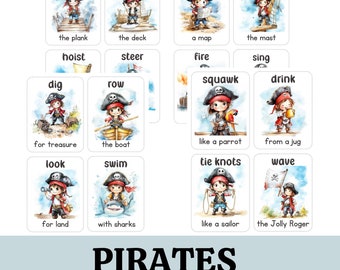 Movement Cards  Pirate Themed for Toddlers and Preschool, busy activities, fun and games, fitness Digital