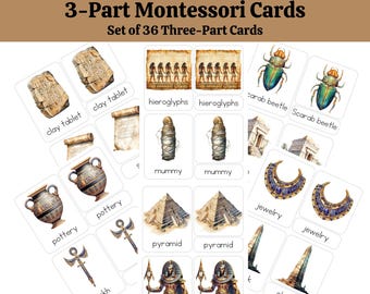 3 part Cards - Ancient Egypt - Flash Cards, Montessori Flashcards, Preschool, Toddler, Child - Life Long Learning Homeschool