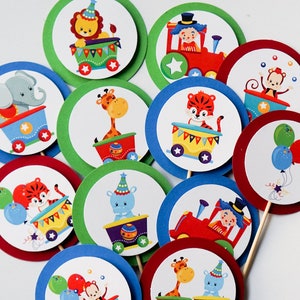 Circus Train Cupcake Toppers, Cupcake Flags, Cupcake Toothpick Party Decor image 1