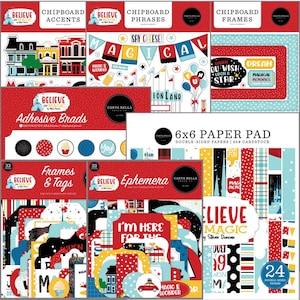 Carta Bella BELIEVE IN MAGIC Collection, Bundle of 7 Items, Echo Park scrapbooking, journaling, memories, card making