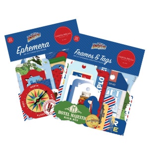 Carta Bella OUR TRAVEL ADVENTURE Collection Set of 2 Items, Ephemera and Frames and Tags / echo Park
