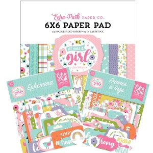 Echo Park ALL ABOUT a GIRL Collection Bundle of 3 Items, Carta Bella. scrapbooking, journaling, memories, card making