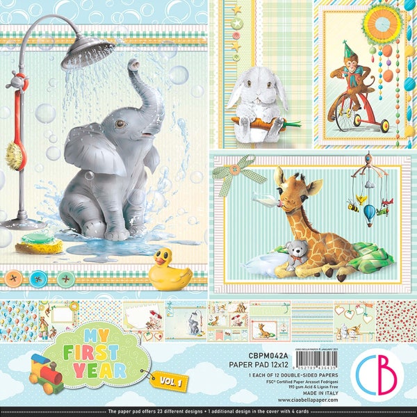 Ciao Bella Kreativblock A4 – Blaues Design, 17 Muster – Für Scrapbooking & Handwerk