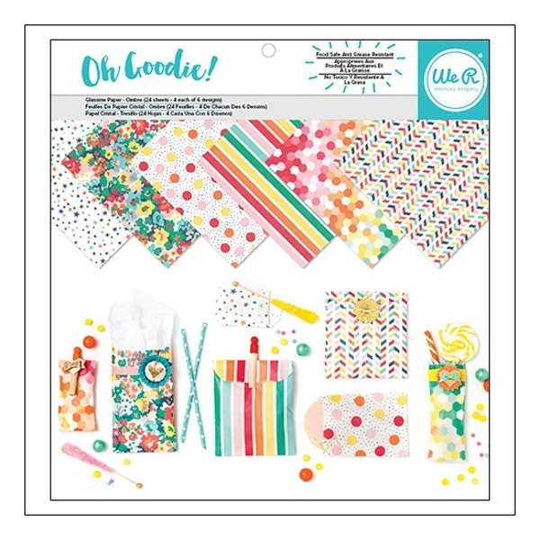 Glassine Paper - Oh Goodie by We R Memory Keepers - 24 sheets in Bright and Colorful Prints