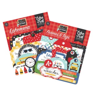 Echo Park I LOVE SCHOOL Collection Set of 2 Items, Ephemera and Frames and Tags /Carta Bella