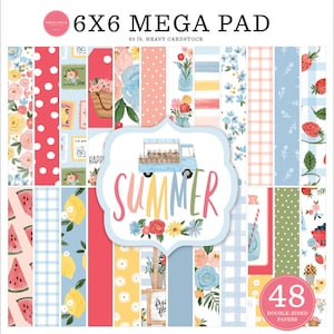 Carta Bella SUMMER MEGA Collection 6 x 6 Paper Pad 48 Double Sided Adorable Papers Echo Park