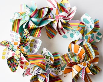 Pinwheels Oh the Places You'll Go Dr. Seuss (121) - With Straws Set of 6 Beautiful Double Spinners - Bright colors Suess