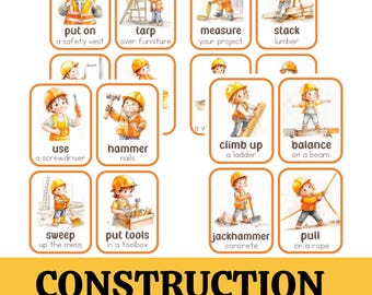 Movement Cards Construction for Toddlers and Preschool, busy activities, fun and games, fitness - Digital