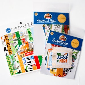 Carta Bella ZOO ADVENTURE Collection Set of 3 Items, Ephemera and Frames and Tags