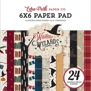 Echo Park WITCHES and WIZARDS Collection 6 x 6 Paper Pad 24 Double Sided Adorable Papers Carta Bella