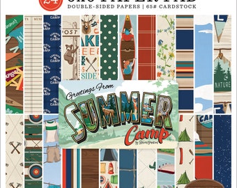 Carta Bella SUMMER CAMP Collection 6 x 6 Paper Pad 24 Double Sided Adorable Papers Echo Park