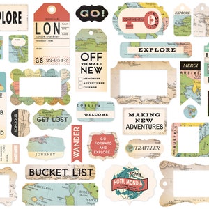 Carta Bella Ephemera - Cartography - 33 pieces Frames and Tags