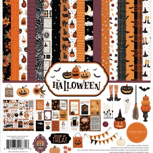 Carta Bella HALLOWEEN Collection Kit with 12 x 12 Double sided papers and Sticker Sheet Echo Park