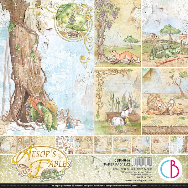 Ciao Bella AESOP's FABLES 12 x 12 Papers from Italy.  Gorgeous prints, adorable characters