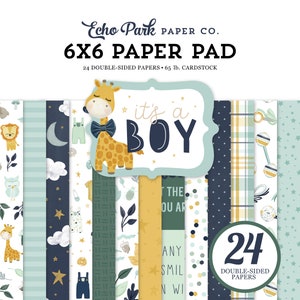 Echo Park IT'S A BOY Collection 6 x 6 Paper Pad 24 Double Sided Adorable Papers Carta Bella