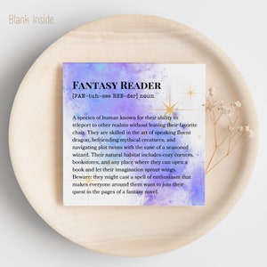 Card - Fantasy Reader - perfect for any book lover.  Digital download, instant print - book hoarder, paperbacks, hardcover, novels
