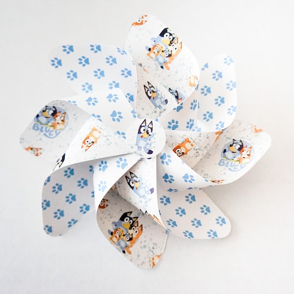 Pinwheels Bluey party - With Straws Set of 6 Beautiful Double Spinners, bluey birthday - And they match our cupcake toppers