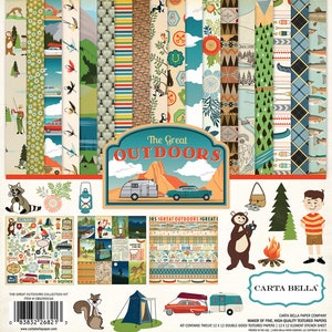 Carta Bella The GREAT OUTDOORS Collection Kit 12 x 12 Echo Park - 12 DS Papers, 12 x 12 Element Sticker