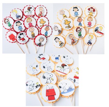 Peanut Character Cupcake Toppers, Cupcake Flags, Cupcake Toothpick Party Decor, Circus, Lucy, Linus, Patty, Charlie