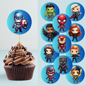 Cupcake Toppers Super Heroes -  (two sizes 2" and 2-1/4") DIY Printable Digital File - Set 1 Super powers