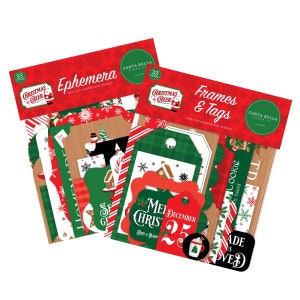 Carta Bella  CHRISTMAS CHEER Collection Set of 2 Items, Ephemera and Frames and Tags / Echo Park