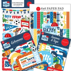 Carta Bella LITTLE BOY Collection -Bundle of 4 items  scrapbooking, journaling, memories, card making