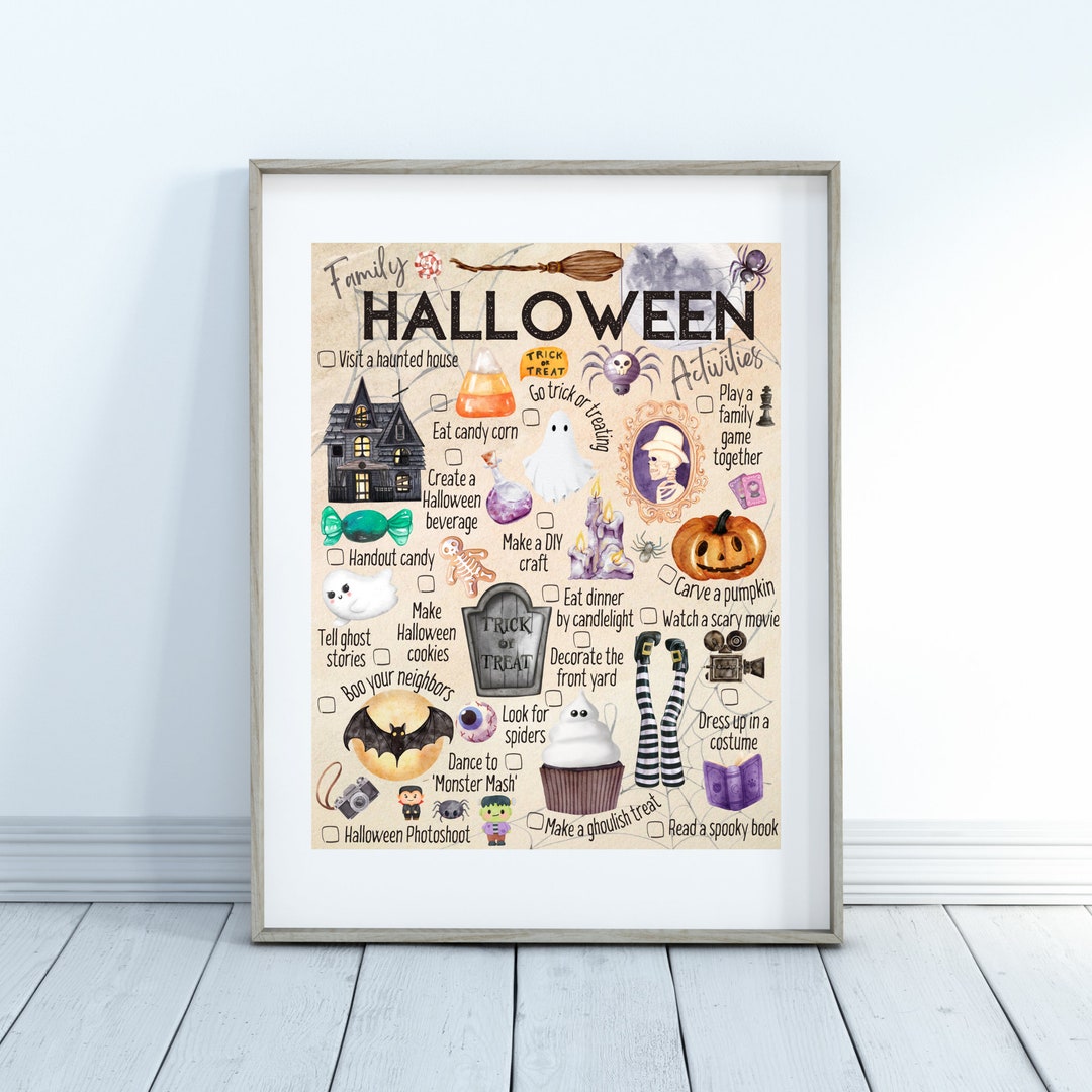 Halloween Family Activities List, Printable Halloween to Do List