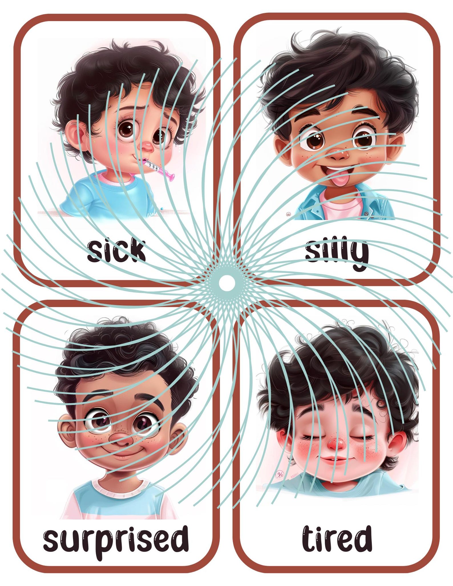 Emotion Flashcards, Feeling Cards for Toddlers and Preschool, Dark ...