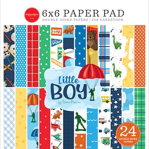 Carta Bella LITTLE BOY Collection 6 x 6 Paper Pad 24 Double Sided Adorable Papers, Echo Park