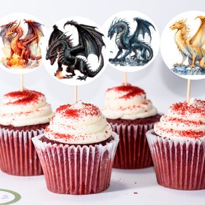 Cupcake Toppers Dragons Full Body (come in two sizes 2" and 2-14") Printable Digital File