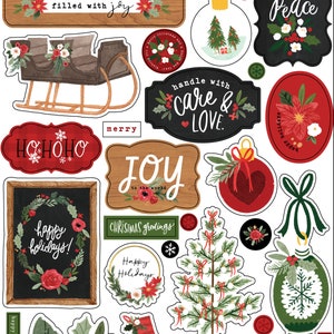 Carta Bella HAPPY CHRISTMAS Puffy Stickers for  Scrapbooks, cards, mixed media, even journals!