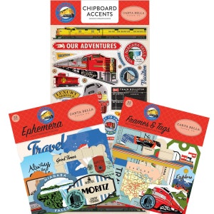 Carta Bella ALL ABOARD Collection Bundle of 3 items,  scrapbooking, journaling, memories, card making