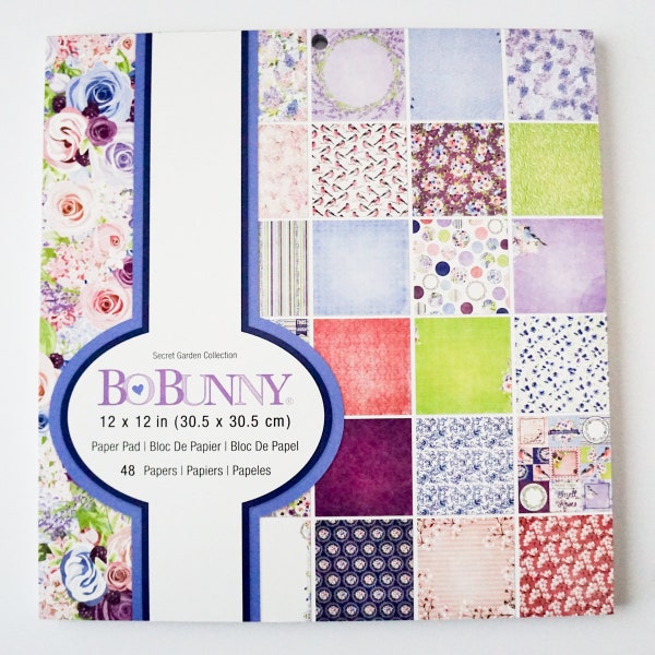 Bo Bunny Secret Garden Collection Paper Pad 12 x 12 Bobunny 48 pages